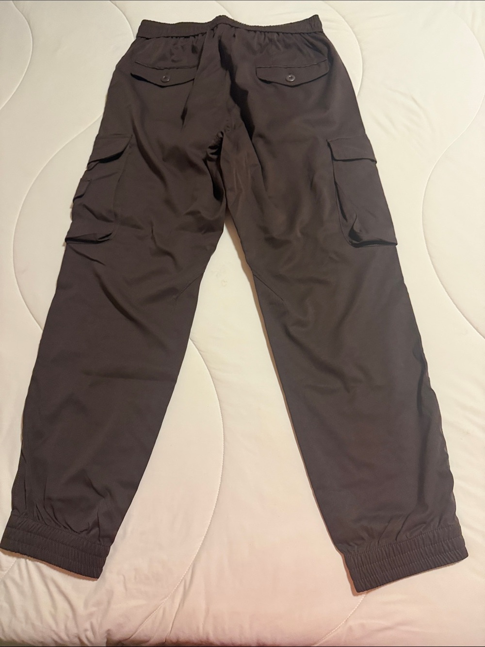 Men's Dark Brown Cargo Jogger Pants with Elastic Waist and Utility Pockets - Picture 2 of 4
